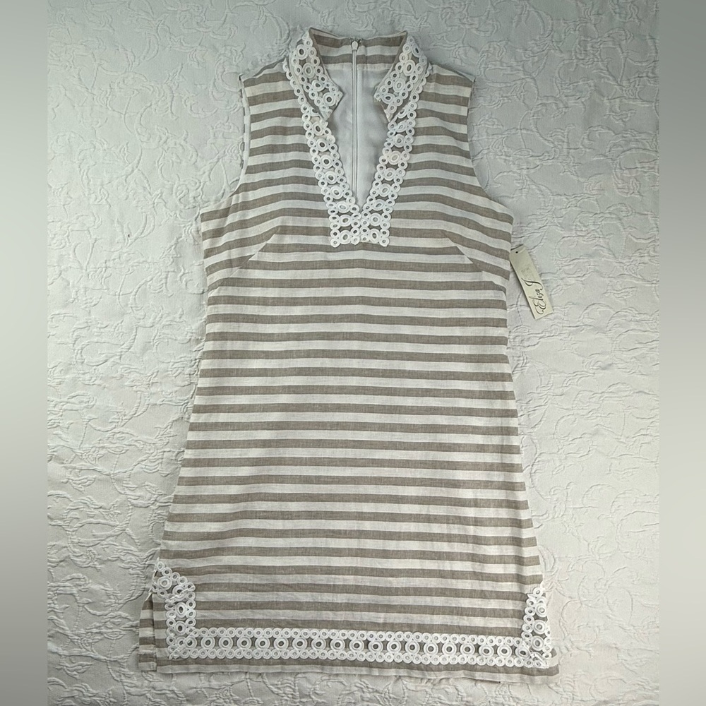 Eliza J  Linen & Cotton Blend Embroidered, Size 10